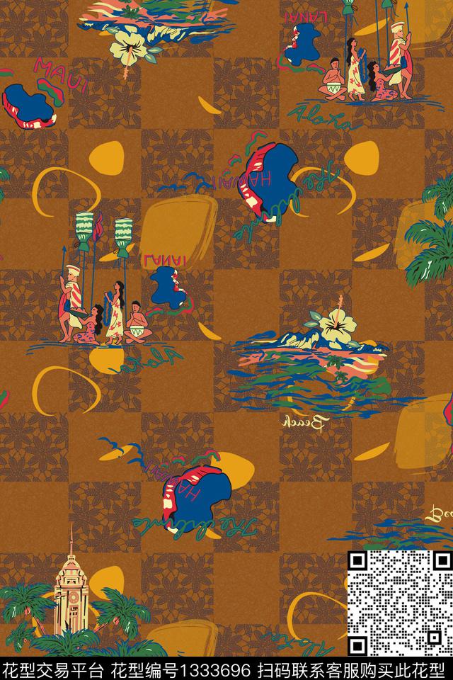 棕榈树户外年轻女性数码印花华亿平台下载（图片编号: 1333696） - 瓦栏（Walan）