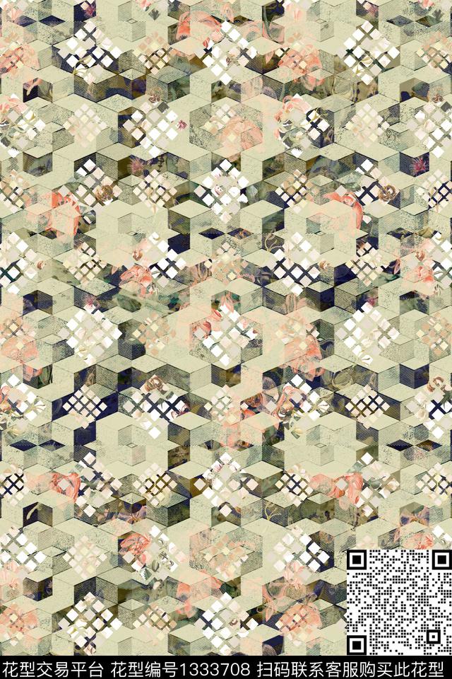 线条几何热带华亿平台数码印花华亿平台下载（图片编号: 1333708） - 瓦栏（Walan）