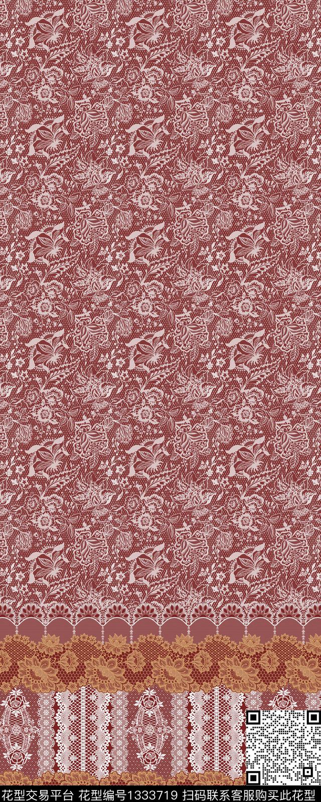 定位花佩斯利网布蕾丝传统印花华亿平台下载（图片编号: 1333719） - 瓦栏（Walan）