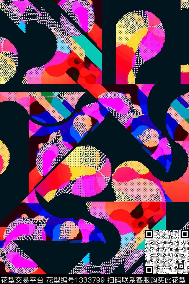 几何炫彩混合拼接数码印花华亿平台下载（图片编号: 1333799） - 瓦栏（Walan）