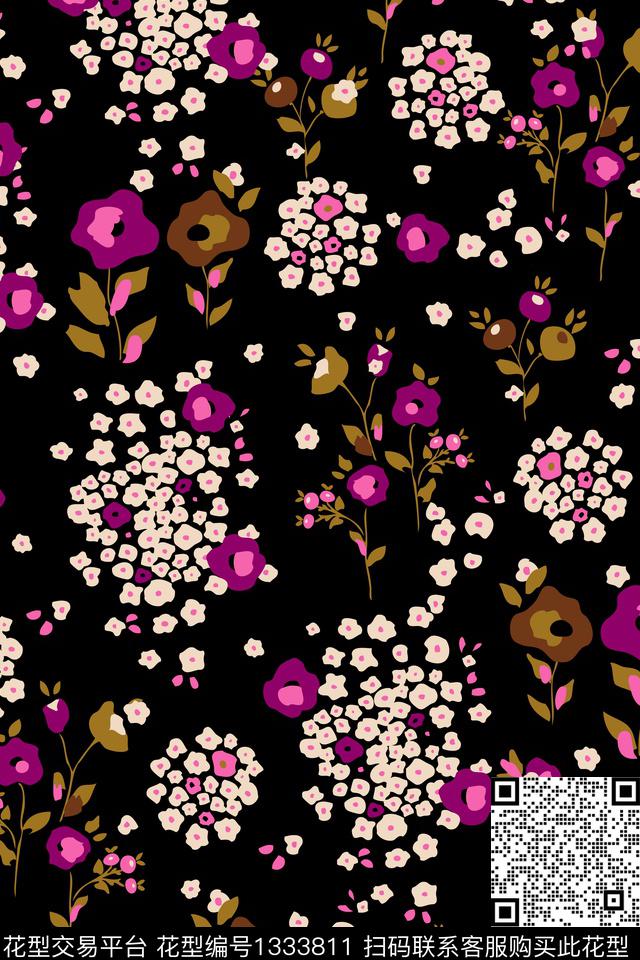 清爽底花卉花卉大牌风传统印花华亿平台下载（图片编号: 1333811） - 瓦栏（Walan）