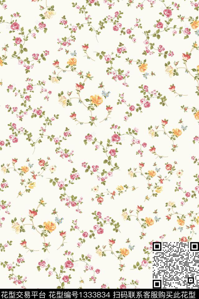 清爽底花卉花卉小碎花数码印花华亿平台下载（图片编号: 1333834） - 瓦栏（Walan）