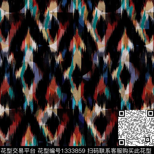 格子几何抽象数码印花华亿平台下载（图片编号: 1333859） - 瓦栏（Walan）