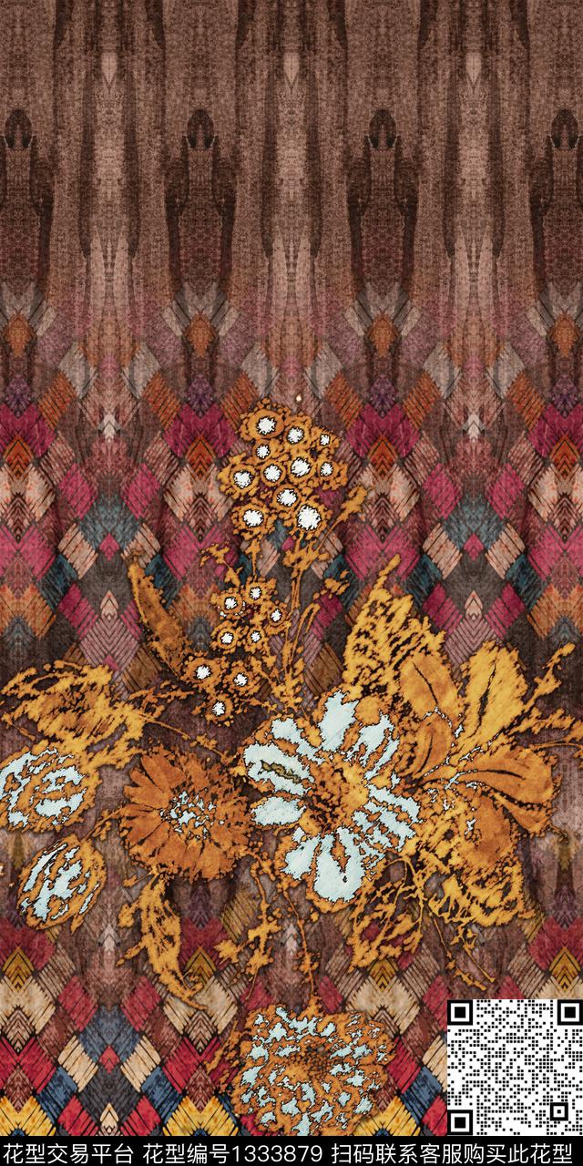 花卉中老年定位真丝雪纺数码印花华亿平台下载（图片编号: 1333879） - 瓦栏（Walan）