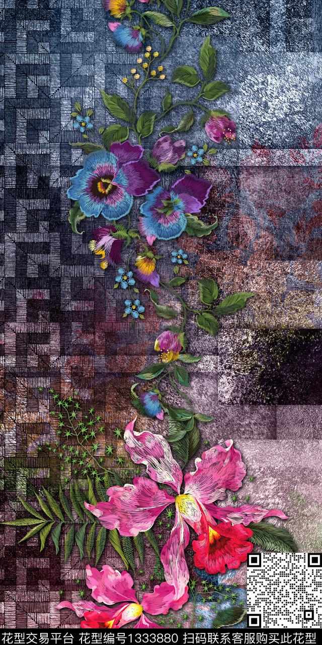 花卉中老年定位真丝雪纺数码印花华亿平台下载（图片编号: 1333880） - 瓦栏（Walan）