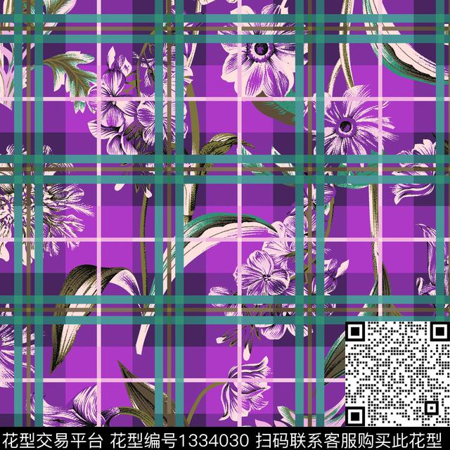几何花卉趋势华亿平台格子传统印花华亿平台下载（图片编号: 1334030） - 瓦栏（Walan）