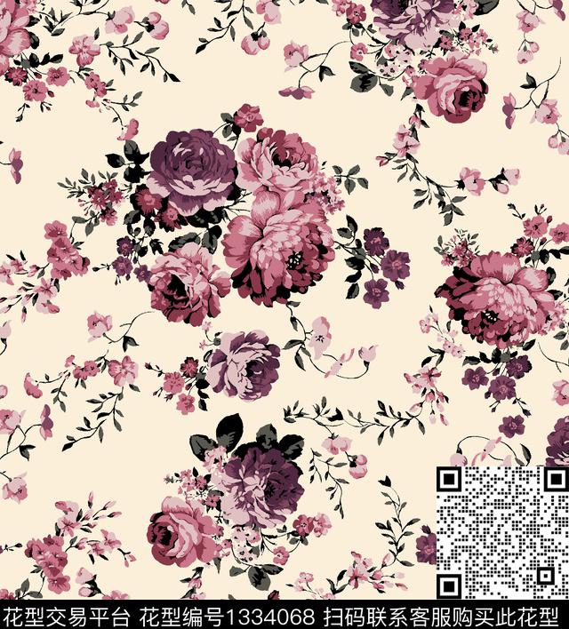 花卉大牌风小碎花传统印花华亿平台下载（图片编号: 1334068） - 瓦栏（Walan）