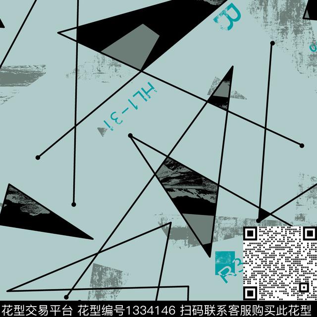 纸印花几何抽象男装传统印花华亿平台下载（图片编号: 1334146） - 瓦栏（Walan）