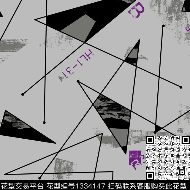 纸印花几何抽象男装传统印花华亿平台下载（图片编号: 1334147） - 瓦栏（Walan）