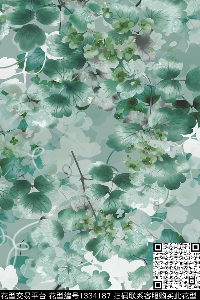 绿植树叶肌理花卉数码印花华亿平台下载（图片编号: 1334187） - 瓦栏（Walan）