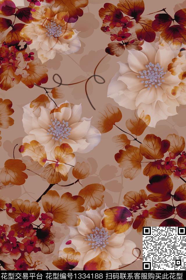 肌理花卉大牌风数码印花华亿平台下载（图片编号: 1334188） - 瓦栏（Walan）