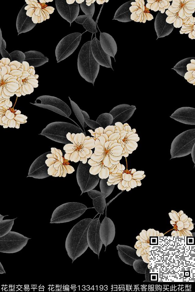 香云纱大牌风大花数码印花华亿平台下载（图片编号: 1334193） - 瓦栏（Walan）