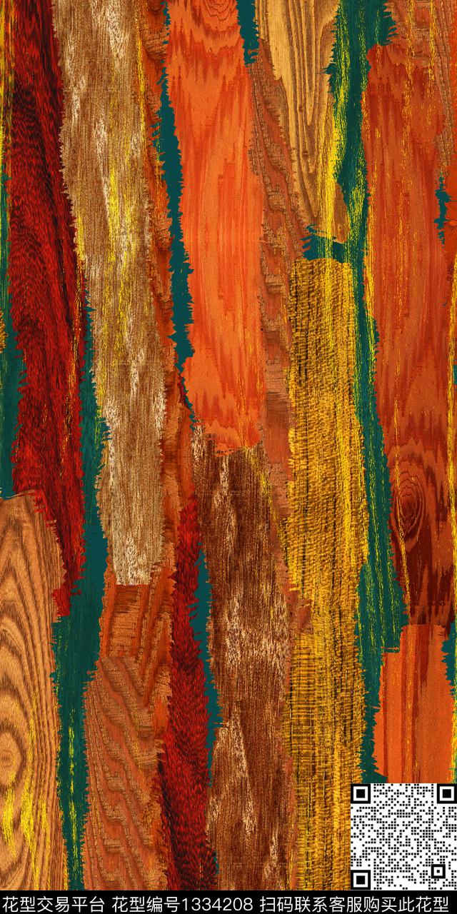 复古肌理条纹定位花数码印花华亿平台下载（图片编号: 1334208） - 瓦栏（Walan）