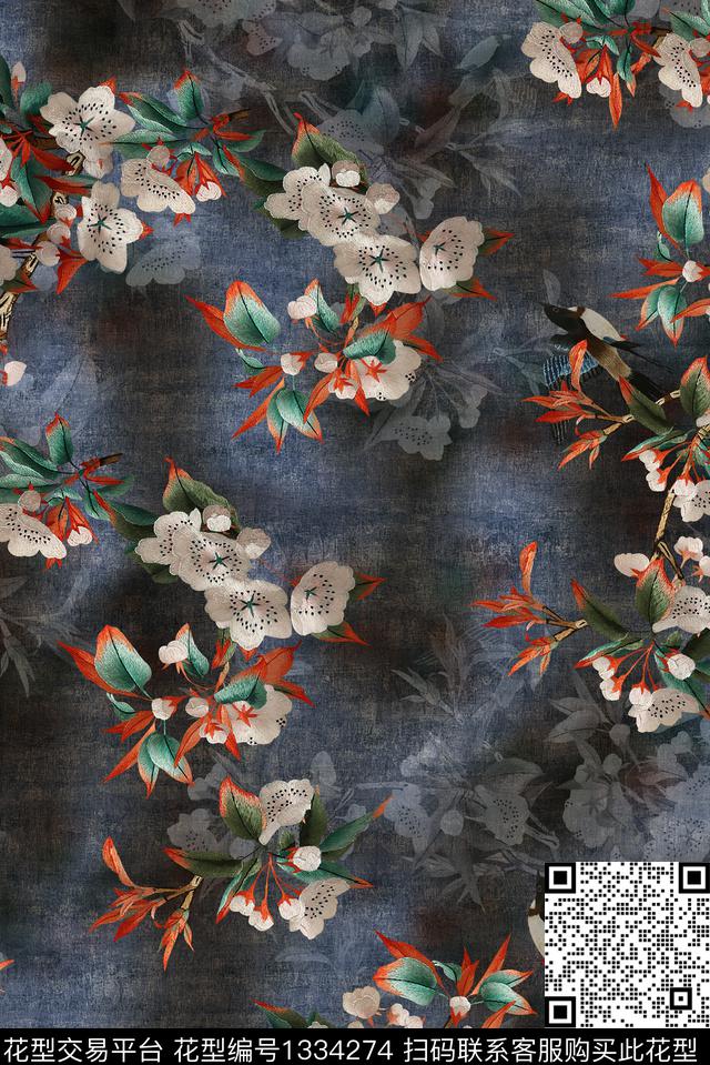 香云纱中老年中国风数码印花华亿平台下载（图片编号: 1334274） - 瓦栏（Walan）