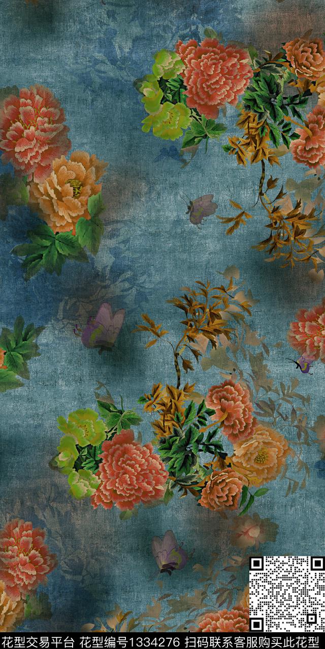 香云纱中老年中国风数码印花华亿平台下载（图片编号: 1334276） - 瓦栏（Walan）