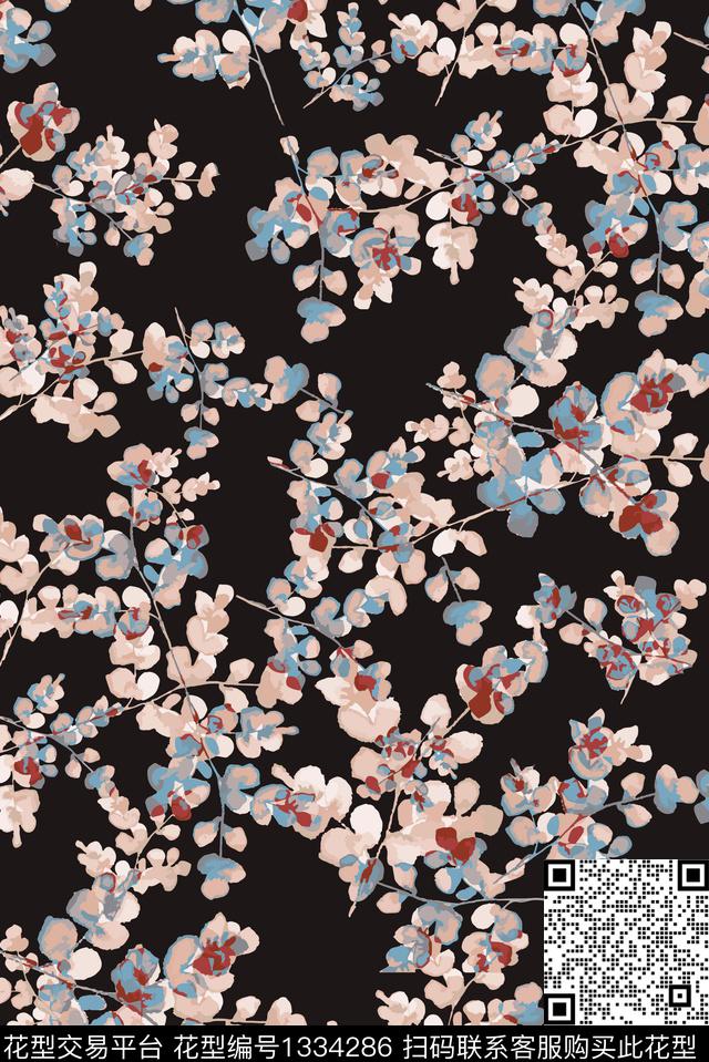 年轻女性小碎花手绘花卉数码印花华亿平台下载（图片编号: 1334286） - 瓦栏（Walan）