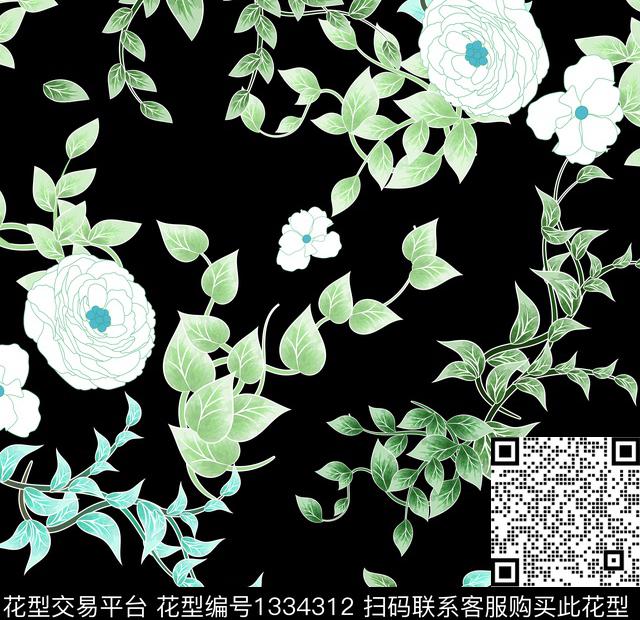 清爽底花卉花卉休闲传统印花华亿平台下载（图片编号: 1334312） - 瓦栏（Walan）