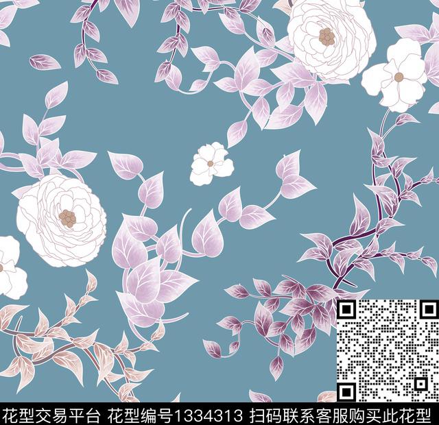 清爽底花卉花卉休闲传统印花华亿平台下载（图片编号: 1334313） - 瓦栏（Walan）