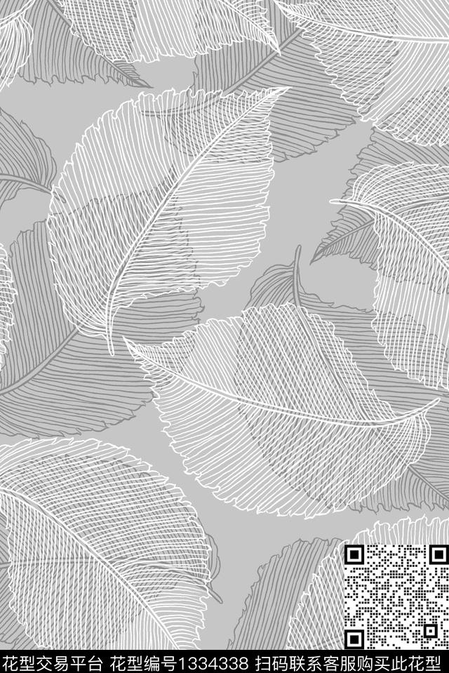 线条画提花华亿平台绿植树叶传统印花华亿平台下载（图片编号: 1334338） - 瓦栏（Walan）