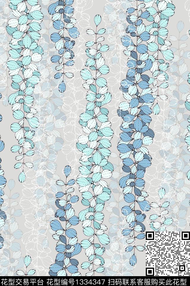 绿植树叶连衣裙藤蔓传统印花华亿平台下载（图片编号: 1334347） - 瓦栏（Walan）