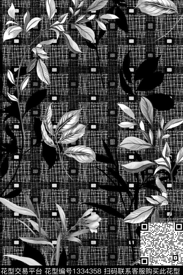 绿植树叶肌理几何数码印花华亿平台下载（图片编号: 1334358） - 瓦栏（Walan）