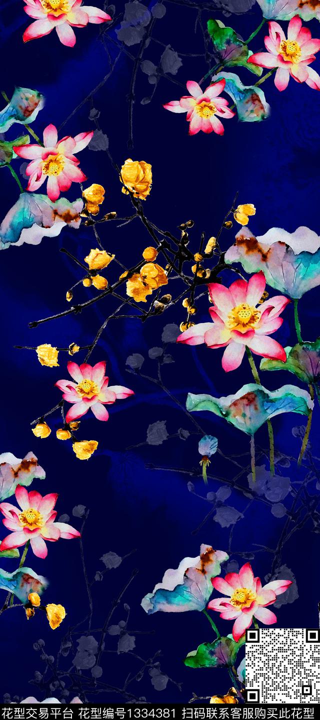 旗袍香云纱中国风数码印花华亿平台下载（图片编号: 1334381） - 瓦栏（Walan）