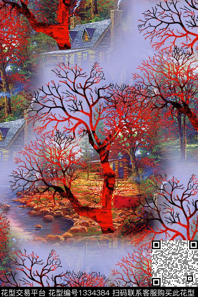 抽象花卉油画华亿平台清爽底花卉数码印花华亿平台下载（图片编号: 1334384） - 瓦栏（Walan）