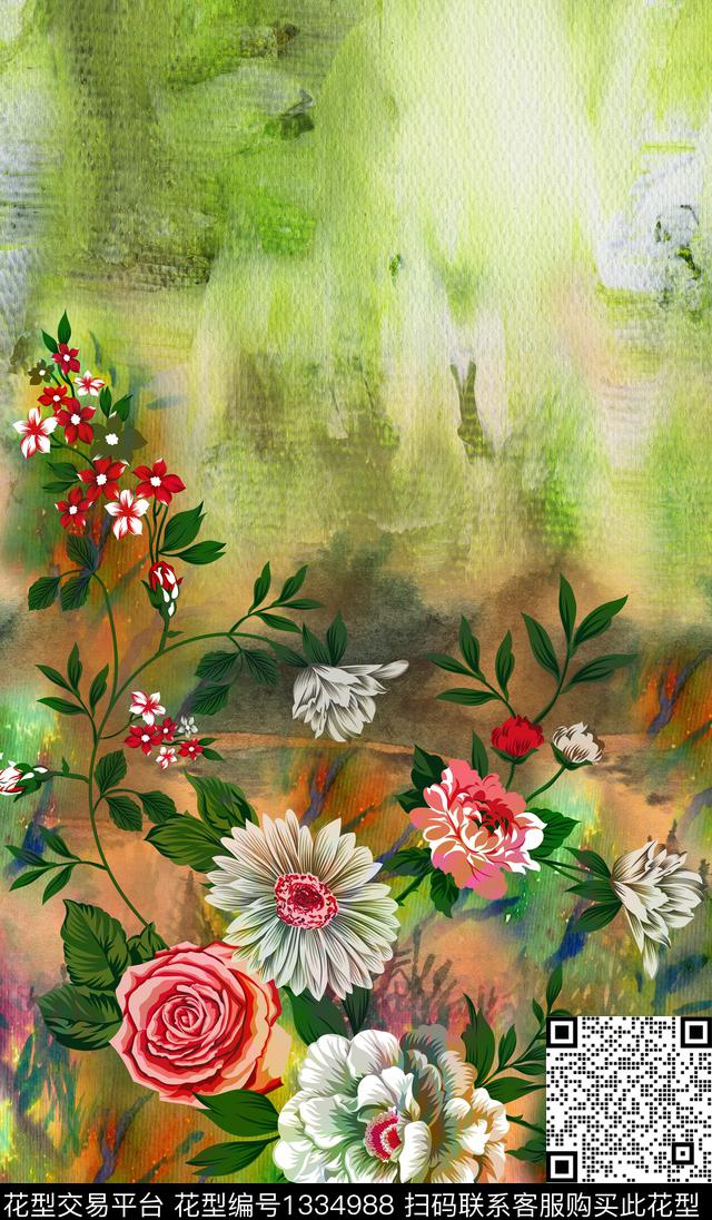 定位花花卉大牌风数码印花华亿平台下载（图片编号: 1334988） - 瓦栏（Walan）