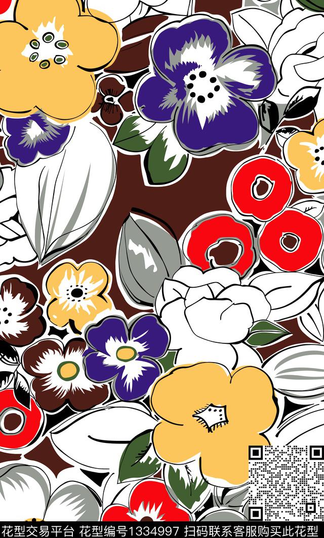 花卉潮牌大牌风传统印花华亿平台下载（图片编号: 1334997） - 瓦栏（Walan）