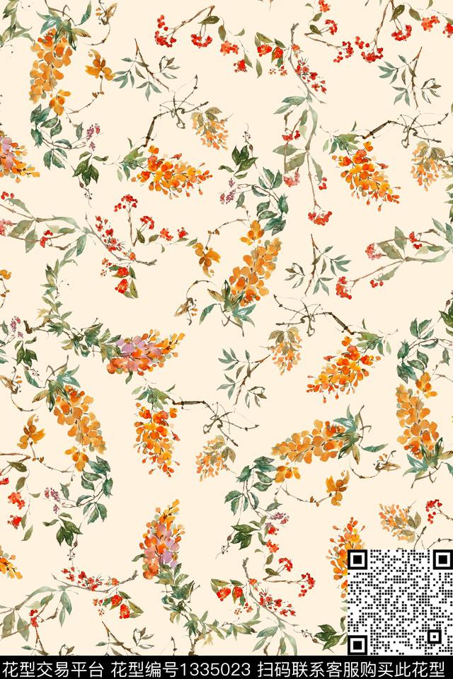 花卉大牌风数码印花华亿平台下载（图片编号: 1335023） - 瓦栏（Walan）