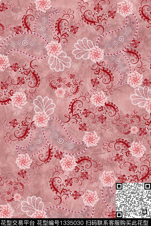 花卉大牌风数码印花华亿平台下载（图片编号: 1335030） - 瓦栏（Walan）