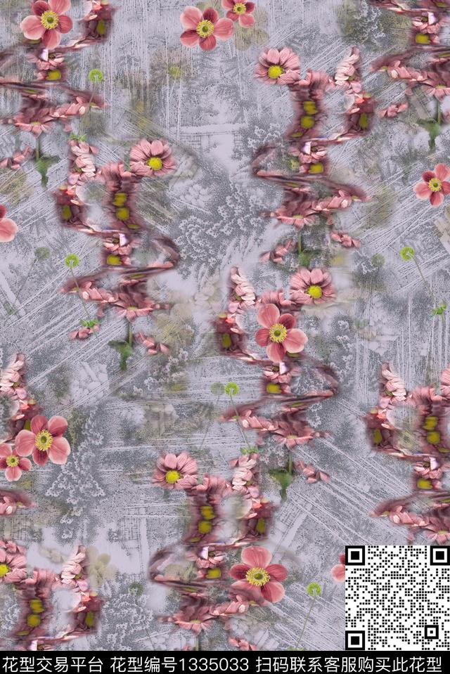 花卉大牌风数码印花华亿平台下载（图片编号: 1335033） - 瓦栏（Walan）