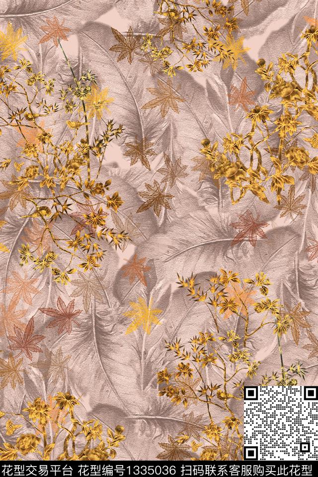 花卉大牌风数码印花华亿平台下载（图片编号: 1335036） - 瓦栏（Walan）