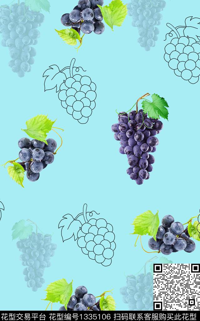 简约葡萄休闲数码印花华亿平台下载（图片编号: 1335106） - 瓦栏（Walan）