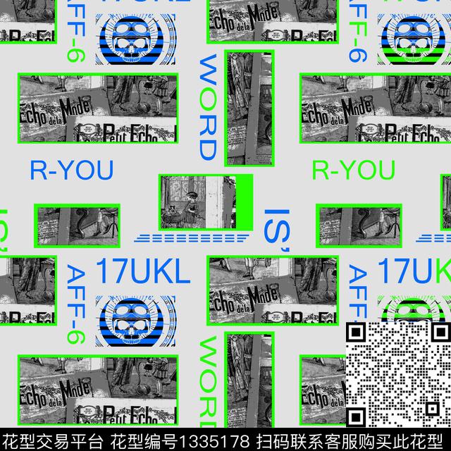 字母纸印花几何传统印花华亿平台下载（图片编号: 1335178） - 瓦栏（Walan）