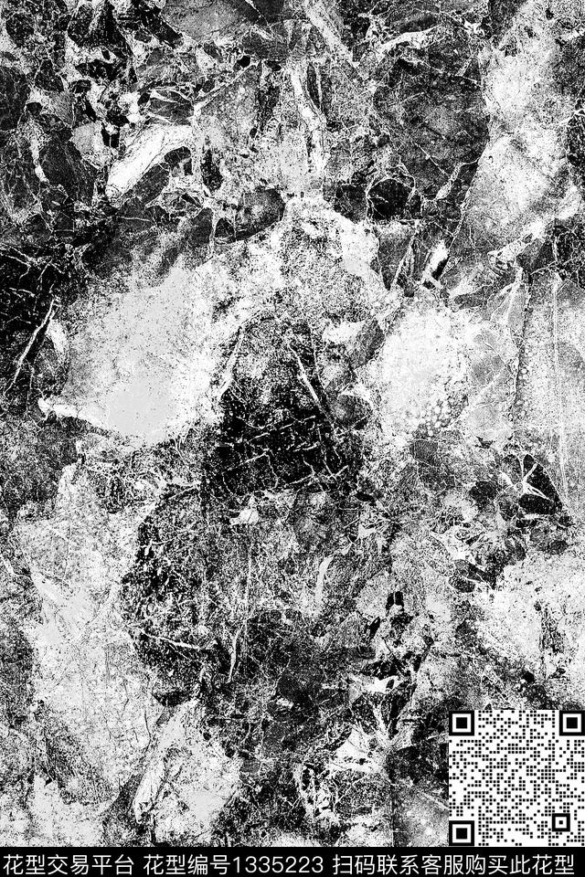 肌理抽象花卉大牌风数码印花华亿平台下载（图片编号: 1335223） - 瓦栏（Walan）