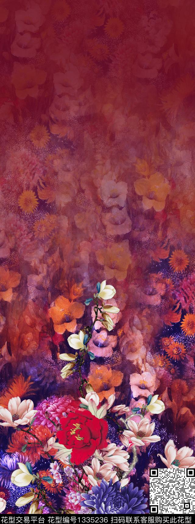 定位花花卉香云纱数码印花华亿平台下载（图片编号: 1335236） - 瓦栏（Walan）