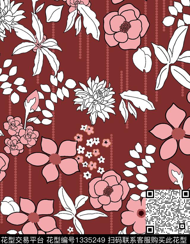 绿植树叶小清新小碎花传统印花华亿平台下载（图片编号: 1335249） - 瓦栏（Walan）