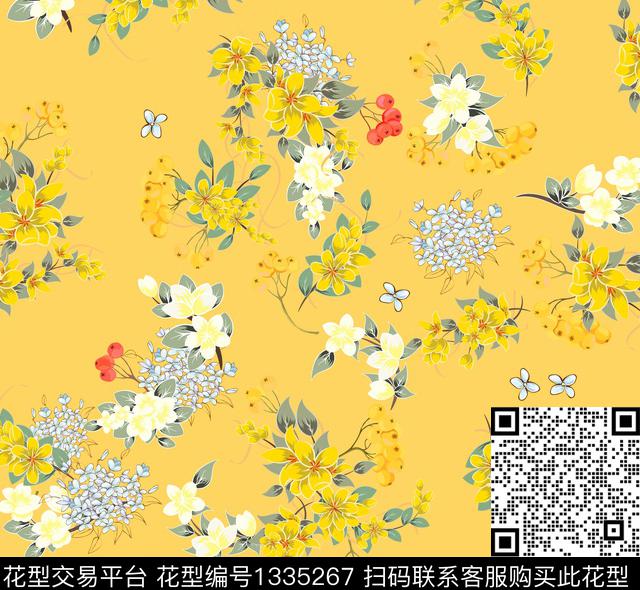 花卉少女休闲数码印花华亿平台下载（图片编号: 1335267） - 瓦栏（Walan）