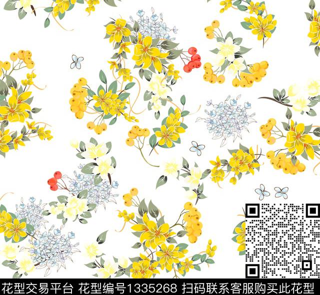 花卉少女休闲数码印花华亿平台下载（图片编号: 1335268） - 瓦栏（Walan）