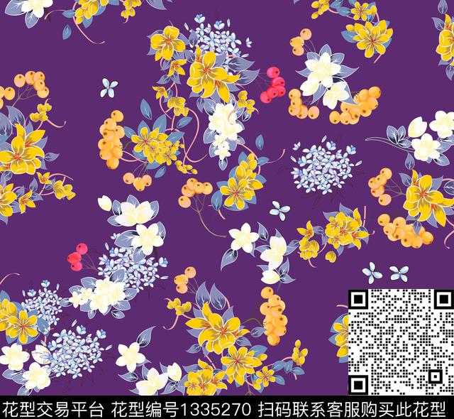 花卉少女休闲数码印花华亿平台下载（图片编号: 1335270） - 瓦栏（Walan）