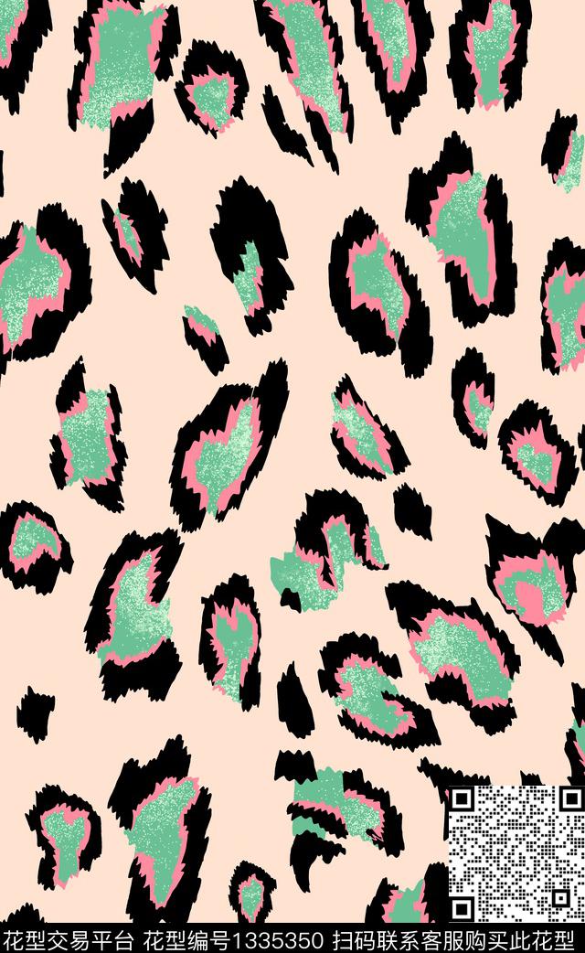 豹纹动物纹大牌风数码印花华亿平台下载（图片编号: 1335350） - 瓦栏（Walan）