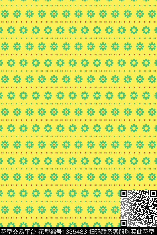 几何花卉彩底花卉数码华亿平台传统印花华亿平台下载（图片编号: 1335483） - 瓦栏（Walan）