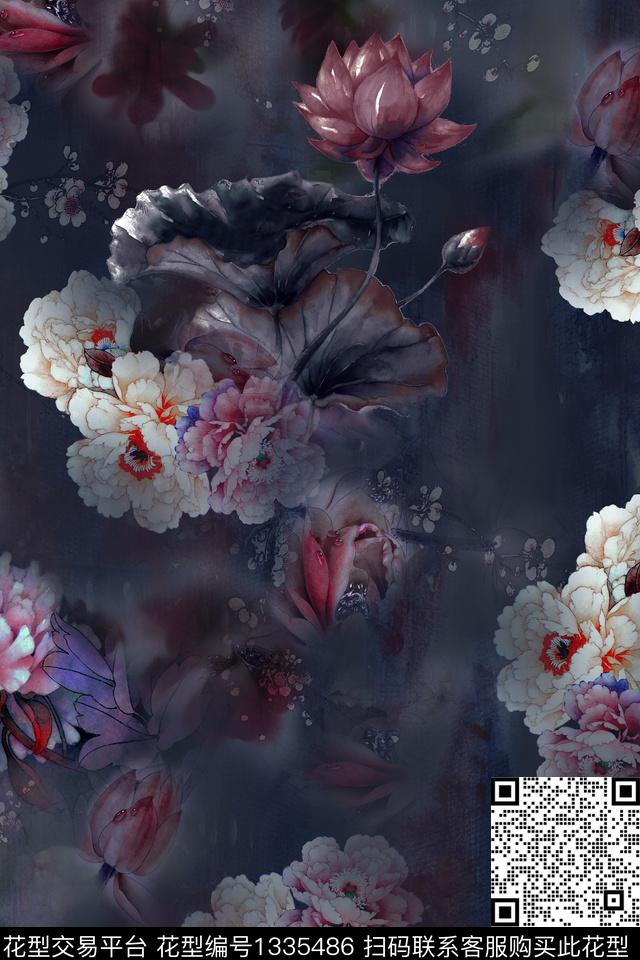 旗袍香云纱中国风数码印花华亿平台下载（图片编号: 1335486） - 瓦栏（Walan）