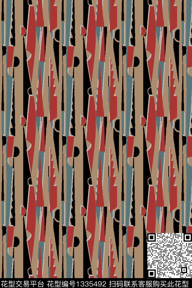 几何大牌风抽象数码印花华亿平台下载（图片编号: 1335492） - 瓦栏（Walan）