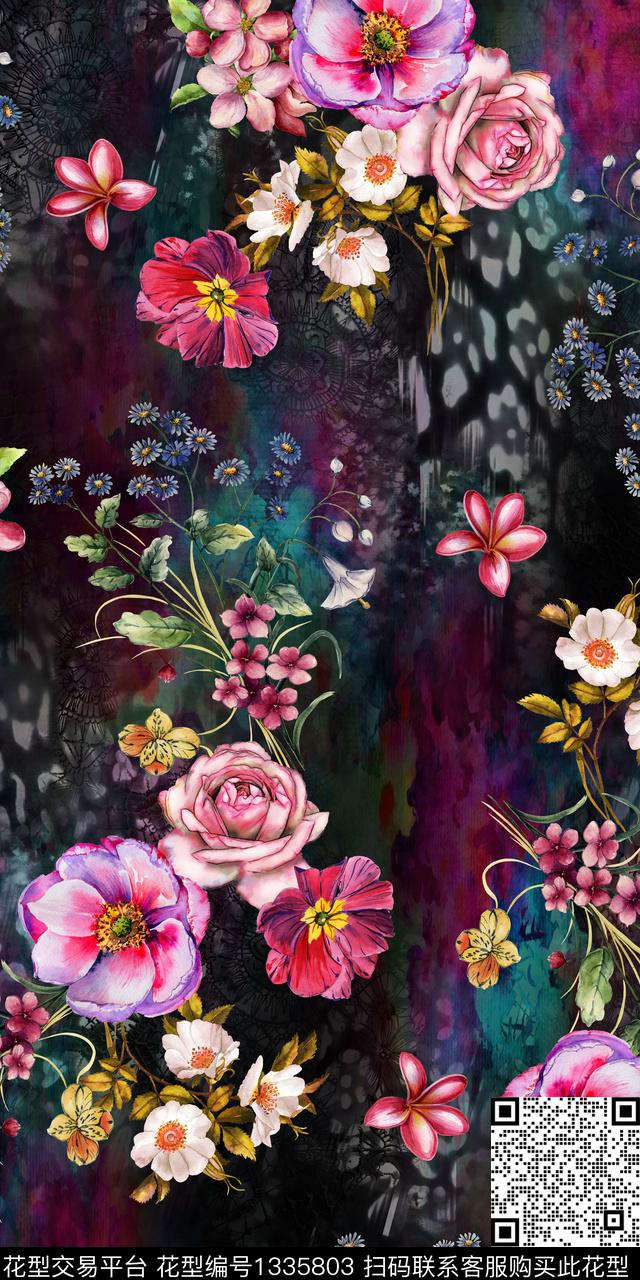 绿植树叶数码华亿平台花卉数码印花华亿平台下载（图片编号: 1335803） - 瓦栏（Walan）