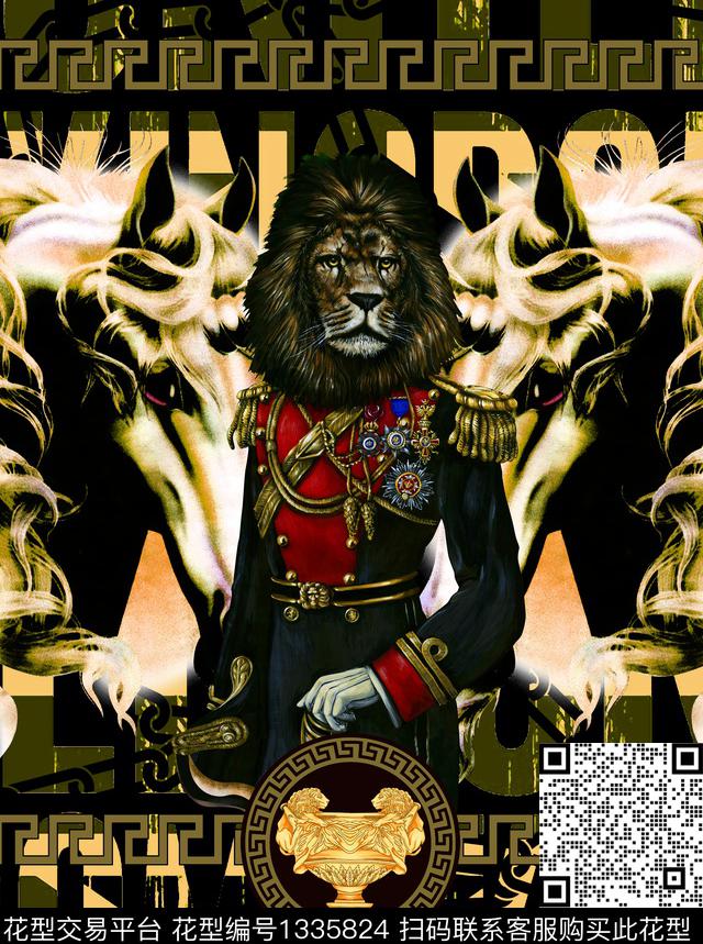 狮子欧式定位花动物数码印花华亿平台下载（图片编号: 1335824） - 瓦栏（Walan）