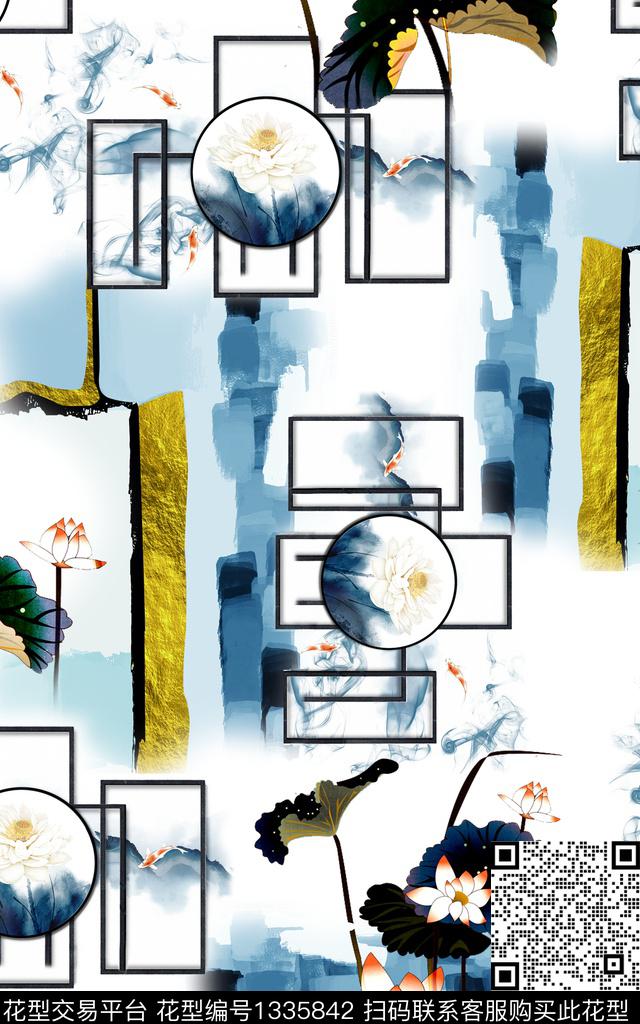 花卉手绘中国风数码印花华亿平台下载（图片编号: 1335842） - 瓦栏（Walan）
