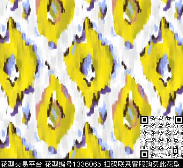 菱形水彩笔触数码印花华亿平台下载（图片编号: 1336065） - 瓦栏（Walan）