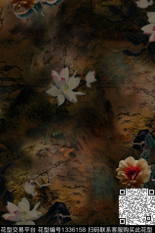 旗袍香云纱中国风数码印花华亿平台下载（图片编号: 1336158） - 瓦栏（Walan）